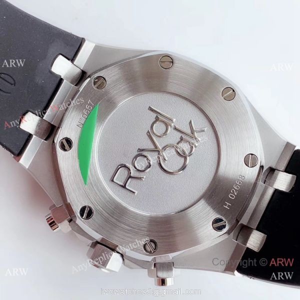 BF Replica Audemars Piguet Royal Oak Chronograph Watch White Face Rubber Strap 6