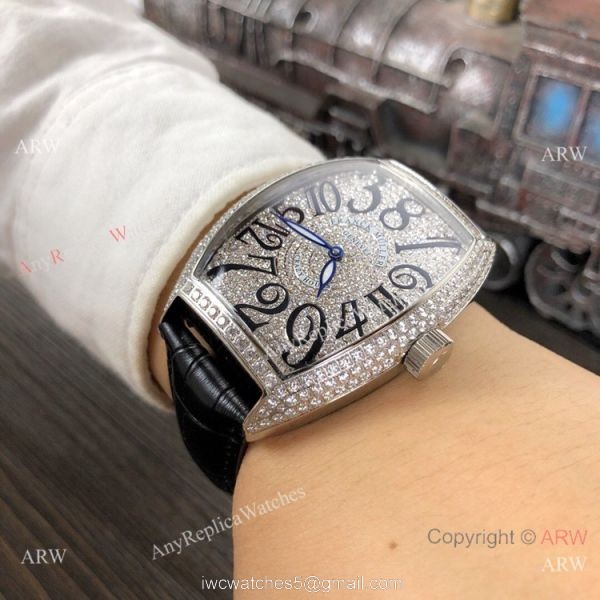 New Copy Franck Muller Geneve Crazy Hour Silver Iced Out Diamond Watch 6