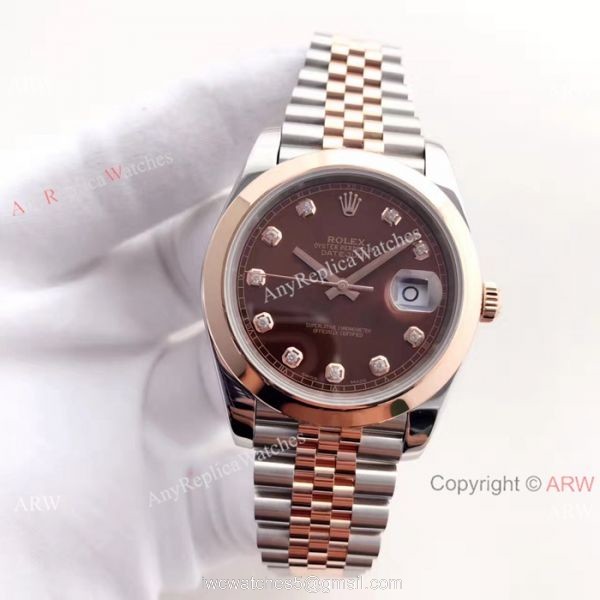 (EW) Rolex Everose Replica Watch 41mm Datejust II Coffee Brown Dial 6