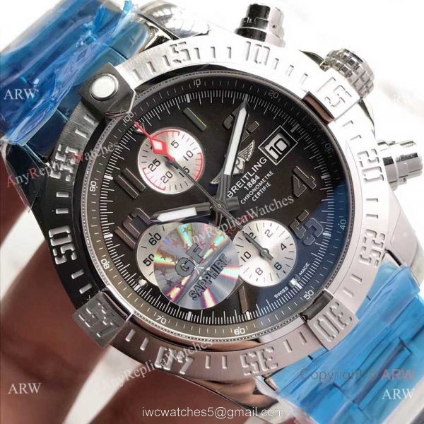 (GF)Swiss Copy Breitling Super Avenger II 7750 Stainless Steel Gray Face Watch 43mm 6