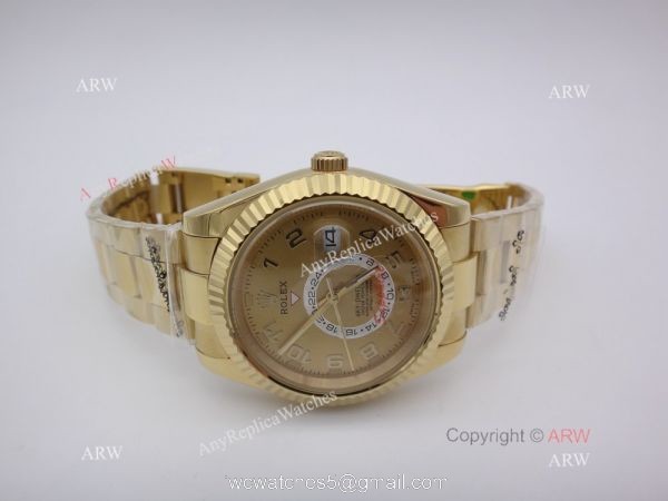Rolex Sky Dweller Replica Wristwatch Yellow Gold Arabic Markers 40mm 6