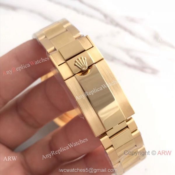 JF Factory Replica Rolex Yacht-master II All Gold Case Blue Ceramic Bezel Men Watch 6