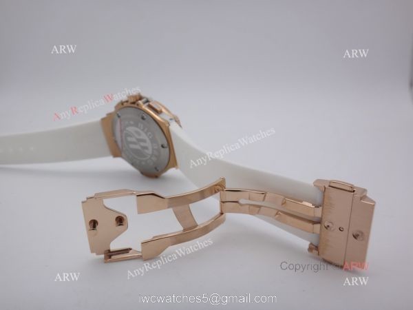Replica Hublot Big Bang Tutti Frutti Rose Gold White Rubber Strap Watch 6
