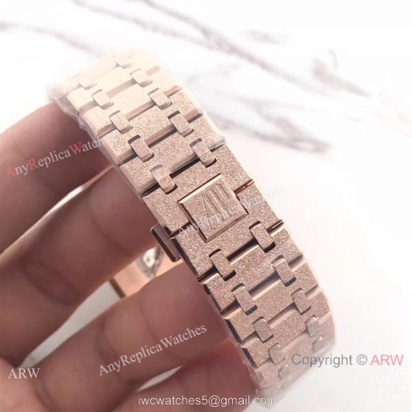 JF Factory Newest Replica Audemars Piguet Frosted Rose Gold Black Dial Wrist Watch 6
