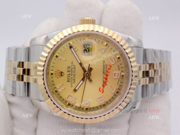 Rolex Datejust Jubilee 2-Tone Arabic Markers Watch Rolex 16233 Fake 6