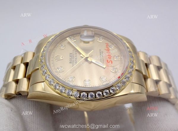 Replica Rolex DateJust All Gold Diamond 36mm Watch President Band 6