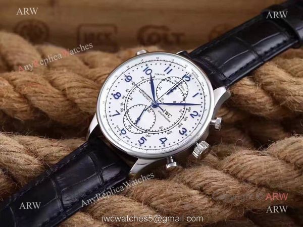 Newest Fake IWC Portugieser Rattrapante IW371215 SS Blue Markers Watch 41mm 6
