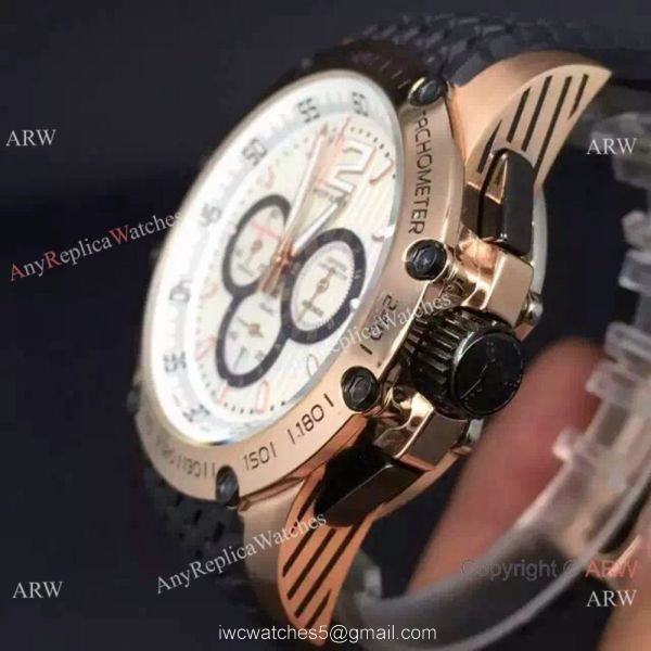 Replica Chopard Classic Racing Watch SS White Chronograph Black Rubber Bracelet 6