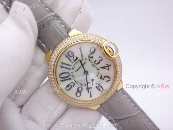 Cartier Ballon Bleu Gold Case Diamond Bezel Womens Fake Cartier Watch 6