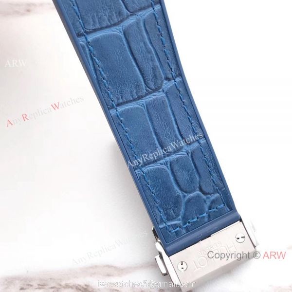 Swiss Grade Knock off Hublot Big Bang 4100 watch SS Blue Gummy Strap 6