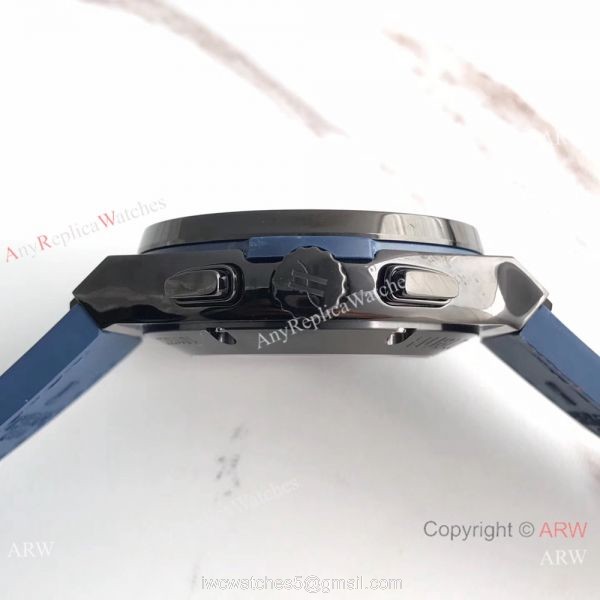 Swiss Replica Hublot Big Bang Classic Fusion 7750 Black Watch Blue Gummy Strap 6