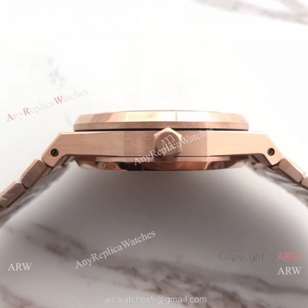 JH Copy Audemars Piguet Royal Oak Automatic Extra Thin Watch Rose Gold Diamond Bezel 6