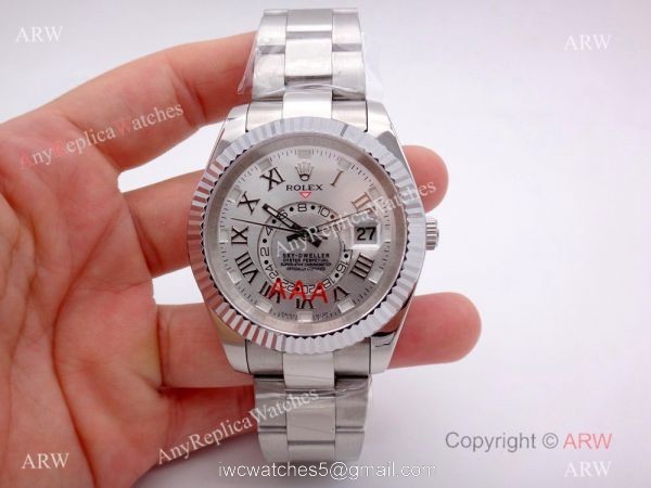 Stainless Steel Silver Dial Rolex Sky-Dweller 326939w Copy Watch w/ Working Time Zone 6