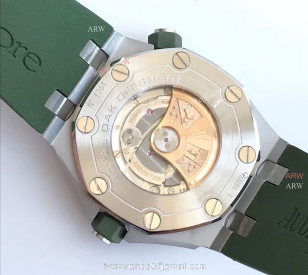 New Swiss 3120 Audemars Piguet Royal Oak Green Dial Green Rubber Band Replica Watches 6