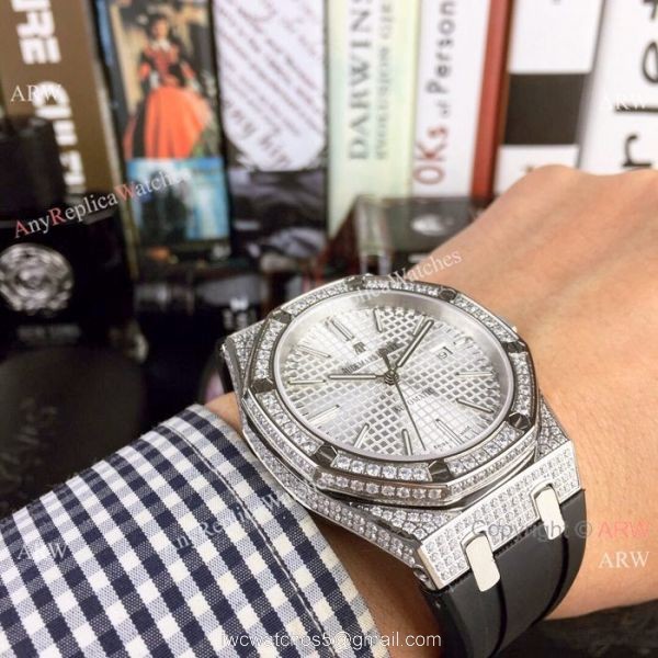 Audemars Piguet Royal Oak Diamond Replica Watches 43mm Black Dial 6
