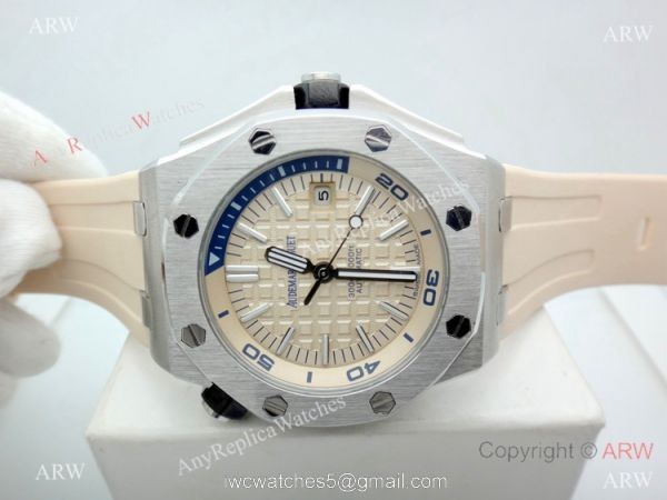 2019 New Audemars Piguet Royal Oak Offshore Diver Watches Beige Dial Beige Rubber Band 6