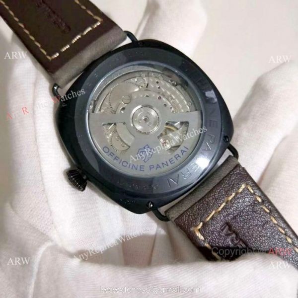 Copy Radiomir Panerai Black Case Gray Leather Band Watch PAM643 6