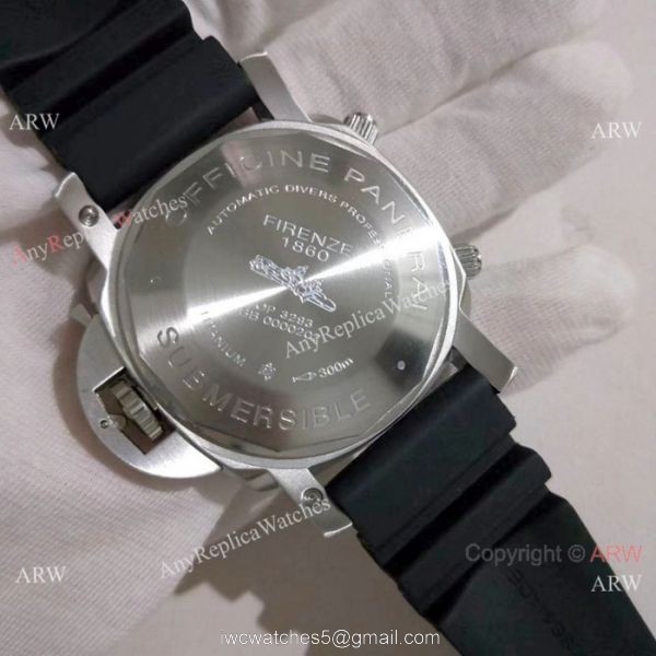 New Copy Panerai Submersible Flyback SS Black Bezel Watch PAM615 6