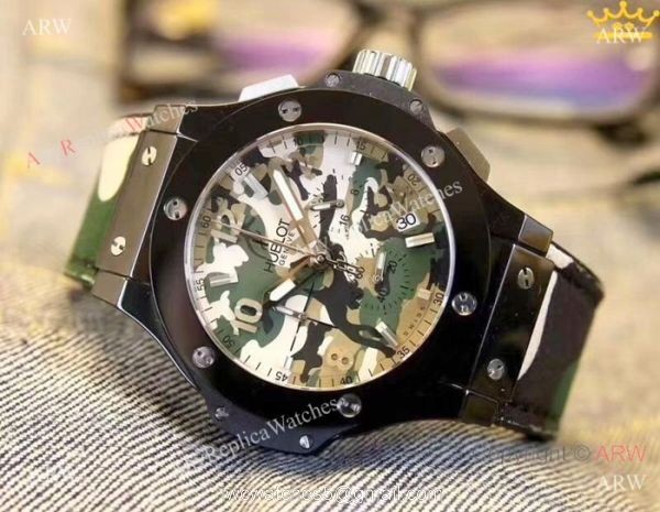 High Quality Hublot Big Bang Men Watch Black Case Camouflage Dial 6