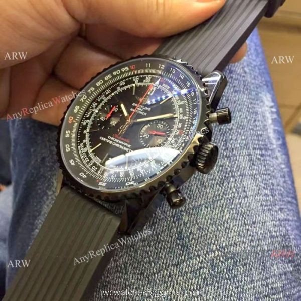 High Quality Breitling Navitimer Rubber Strap Black Case White Dial 46mm Wrist 6