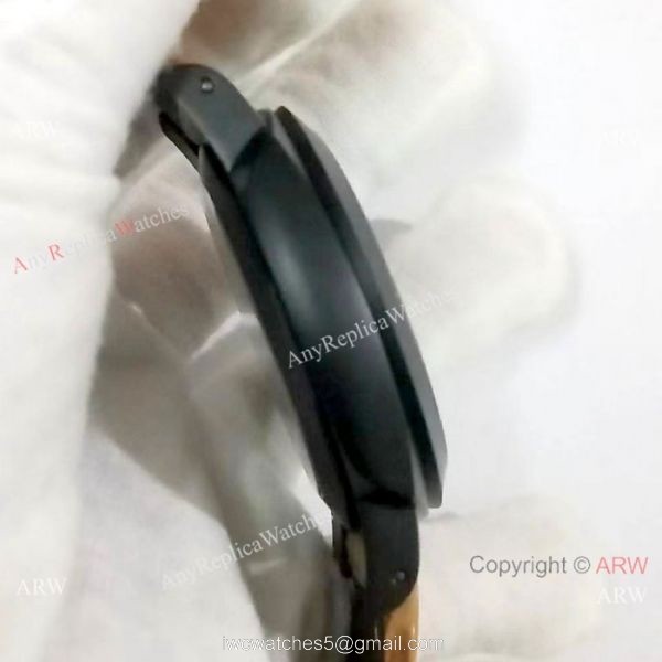 Best Quality Panerai Black Hollow Watch 47mm Brown Leather Strap 6