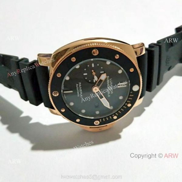 Copy Panerai Luminor Submersible Rose Gold Black Bezel Watch 47mm PAM684 6