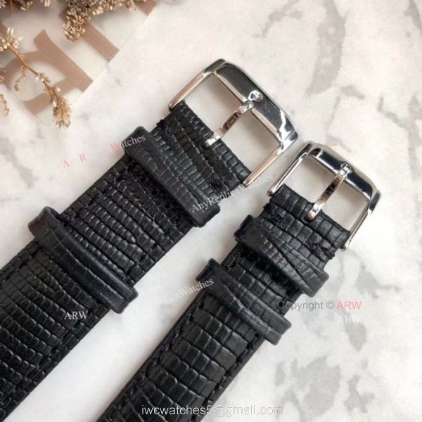 New Replica MOVADO Quartz Lovers Watch SS Black Leather Strap 6