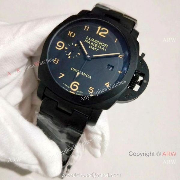 Solid Black Luminor GMT Panerai Bracelet PAM 438 6