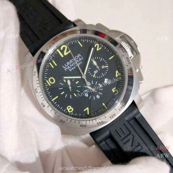 Copy Officine Panerai Firenze 1860 Quartz Watch SS Black Rubber Strap 6