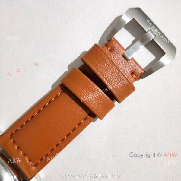 Fake Panerai Luminor Marina SS Brown Leather Strap Watch PAM 111 6