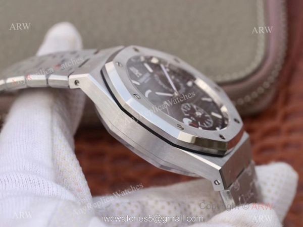 Swiss 2329 Audemars Piguet Royal Oak GMT Stainless Steel Black Dial Watch 6