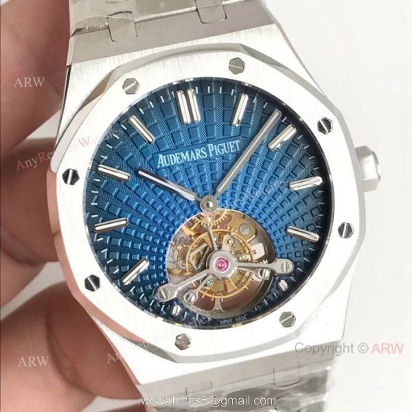 Swiss Copy Audemars Piguet Royal Oak Extra-Thin Tourbillon Blue Dial Watch 2924 Movement 6