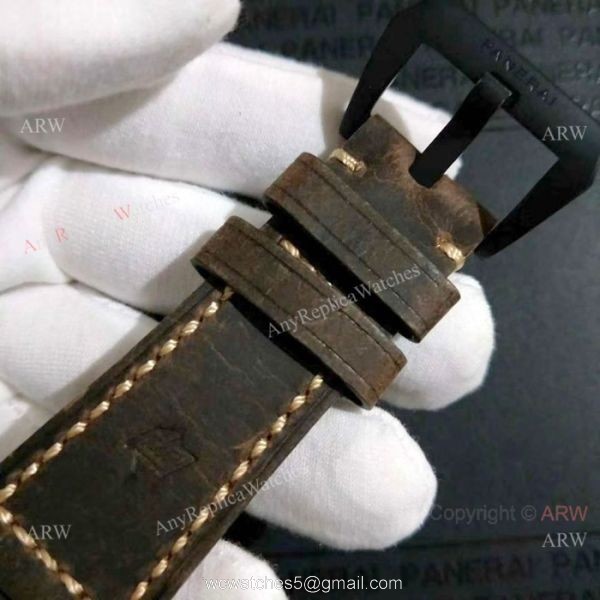 New Copy Panerai luminor submersible Brown Leather Bracelet Chocolate Case 6