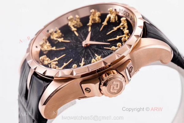 New Replica Roger Dubuis Excalibur Knights Of The Round Table II watch Rose Gold Black Dial 6
