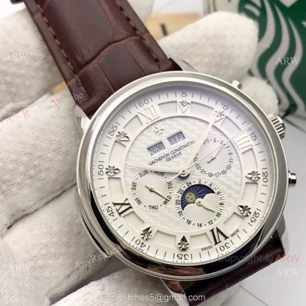Vacheron Constantin Annual Calendar Moonphase Replica watch SS White Face 6