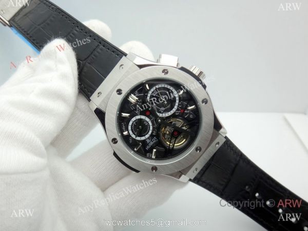 Hublot Tourbillon Skeleton Classic Fusion Watch 45mm SS Black Gummy Band 6