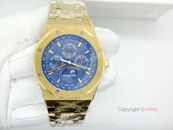 Audemars Piguet Royal Oak Perpetual Calendar Replica Watch Blue Dial Yellow Gold 6