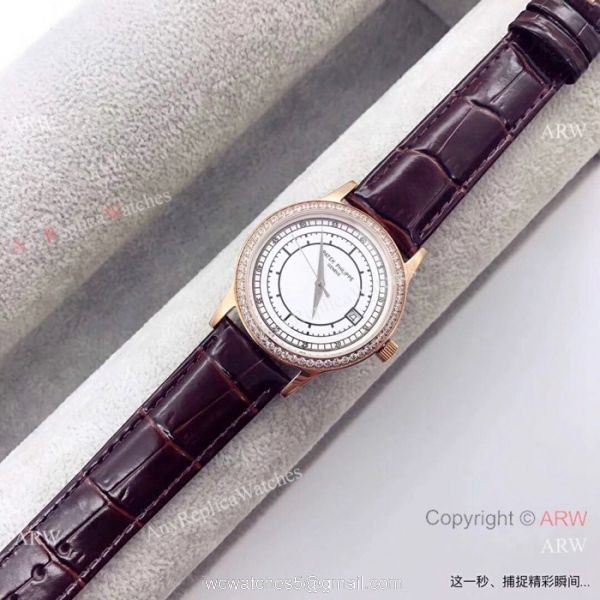 Copy Patek Philippe Calatrava SS Diamond bezel Watches Swiss Quartz 6