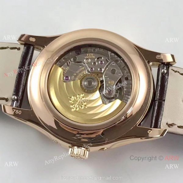 (KM)Swiss Patek Philippe Moonphase Replica Watch Rose Gold Annual Calendar Face 6