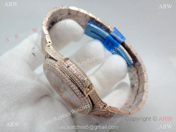 Highest Quality Patek Philippe 5719 Nautilus Jumbo Watch Rose Gold Full Diamond 6