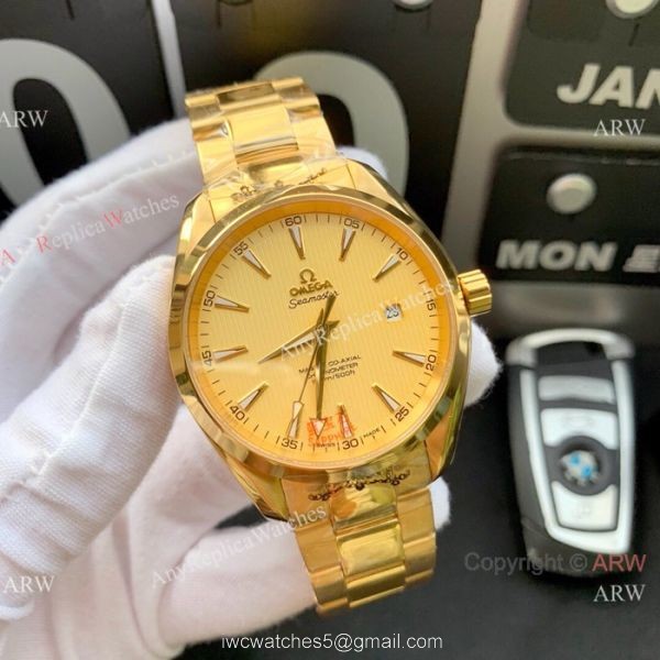 Copy Omega Seamaster Aqua Terra Swiss Citizen 8215 Watches 2-Tone Black Dial 6