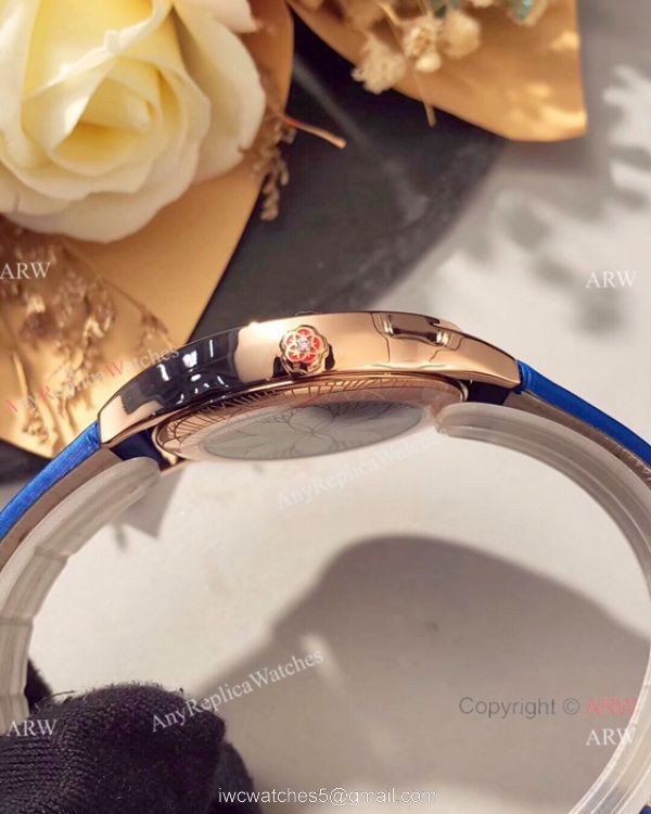 Omega De Ville Tresor Ladies Watches Blue MOP Dial Rose Gold 6