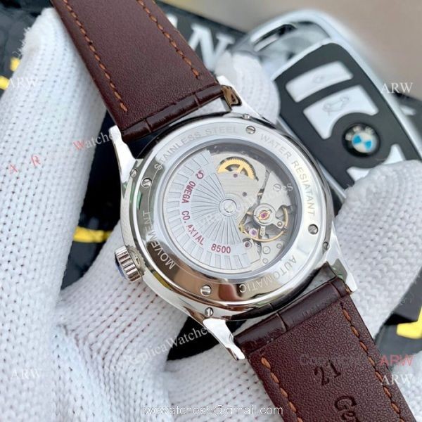 Omega Seamaster Replica Wristwatch SS Brown Leather Band 6