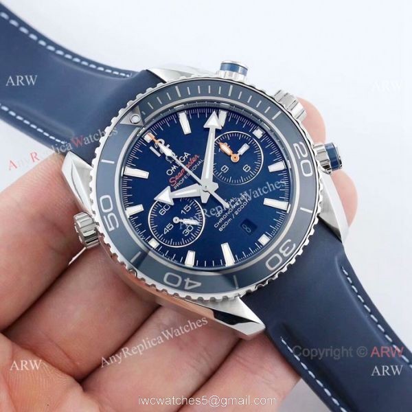Replica Omega Seamaster 600m SS Blue Rubber Strap Watch Swiss 9300 Movement 6