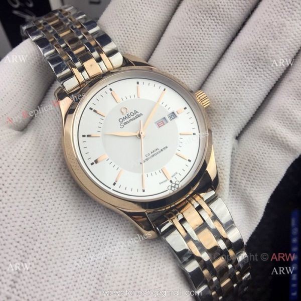 Omega Seamaster day date Watches Two Tone White Dial 6