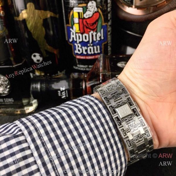 New Copy Audemars Piguet Royal Oak Tattoo Watch White Chronograph Face 6