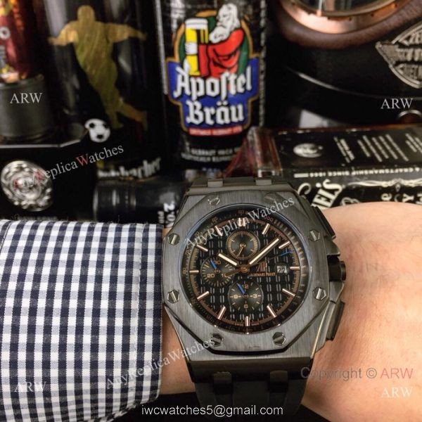 Best Audemars Piguet Royal Oak Offshore Replica Watches Black Case Rose Gold Marker 6