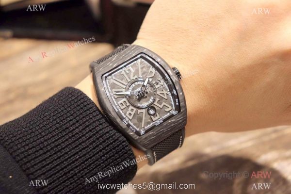 Copy Franck Muller Vanguard Automatic Watches Carbon Fibre Yellow Marker 6