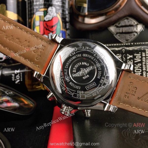 Copy Breitling COLT Chronograph Watches SS Brown Leather Strap 6