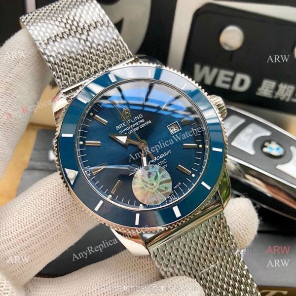 New replica Breitling Superocean Heritage Automatic Watches Blue Bezel White Dial 42mm 6